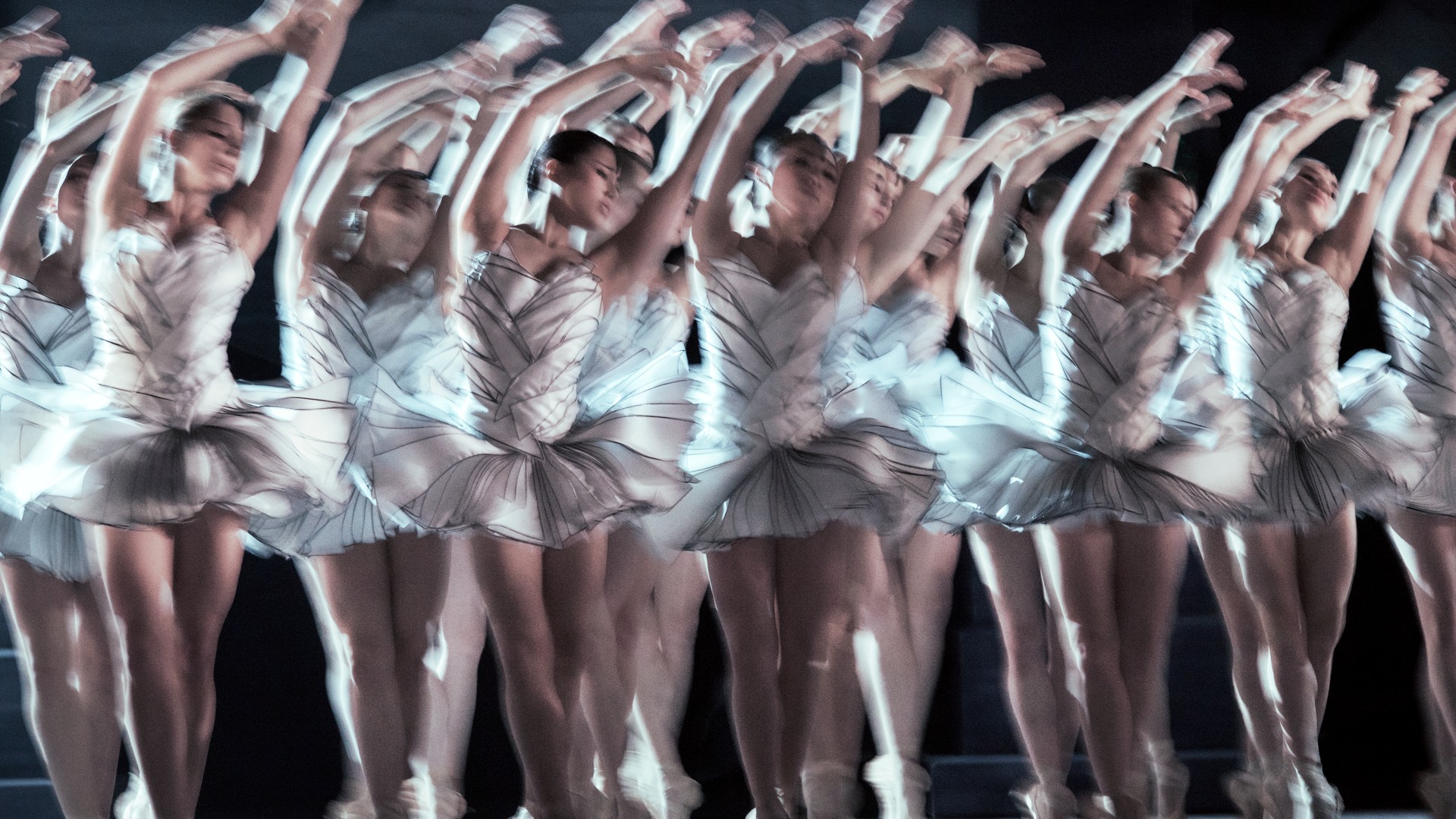 En grupp ballerinor uppträder i en show.