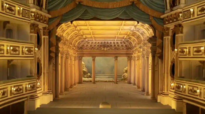 View of a stage from an audience room.