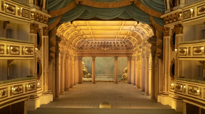 View of a stage from an audience room.